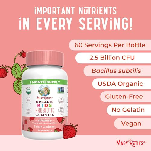Maryruth's Organics Multivitamin And Probiotic Gummies (Strawberry) For Kids