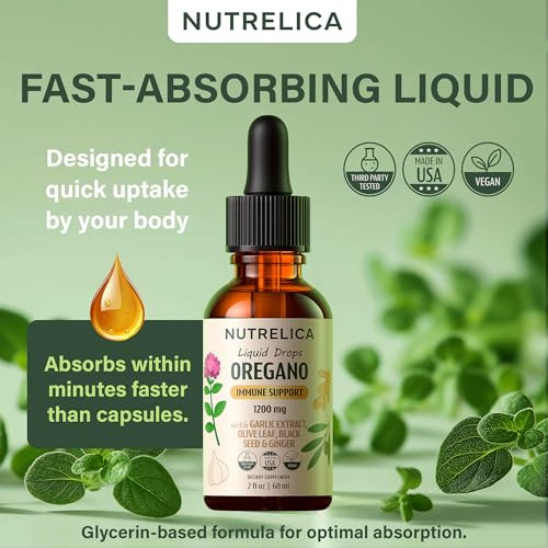 Nutrelica Oregano Oil With Garlic Extract Olive Leaf Black Seed Oil 1200Mg