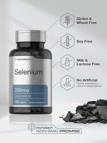 Horbaach Selenium Supplement For Women & Men 120 Tablets 200Mcg