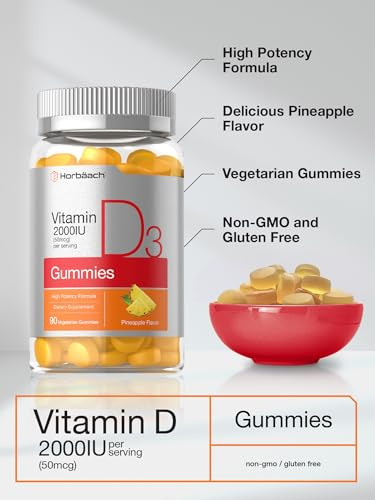 Horbaach Vitamin D3 Gummies 90 Count 2000Iu