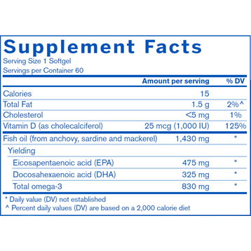 Finest Pure Fish Oil Ultra  D 60 Softgels By Pharmax