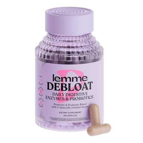 Lemme Debloat 3 In 1 Prebiotic Probiotic & Digestive Enzyme Capsules For Bloating 60 Count