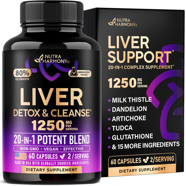 Nutraharmony Liver Cleanse & Detox 60 Capsules 1250 Mg