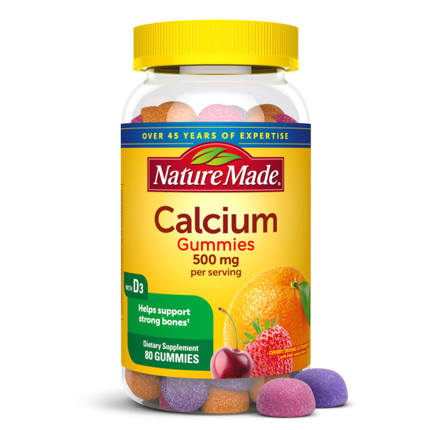 Nature Made Calcium Gummies Per Serving With Vitamin D3 Dietary Calcium Supplement 80 Gummies 500 Mg