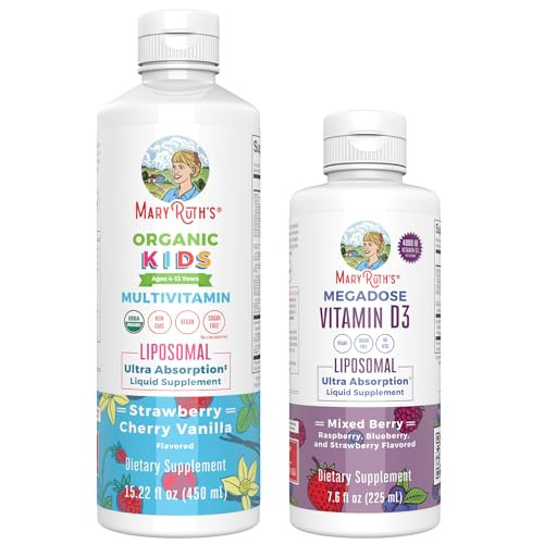 Maryruth's Organics Kids Multivitamin Liposomal (Strawberry Cherry & Vanilla) & Vitamin