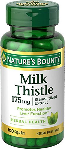 Nature's Bounty Milk Thistle Herbal Health Supplement Supports Liver Health 100 Softgels 175Mg