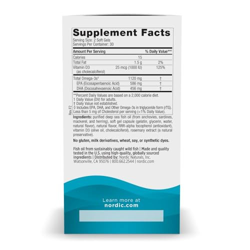 Nordic Naturals Ultimate Omega Mini D3 Lemon Flavor 30 Servings 1120 Mg