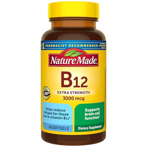 Nature Made Vitamin B12 Extra Strength B12 Vitamin Supplement For Energy Metabolism 60 Softgels 3000 Mcg