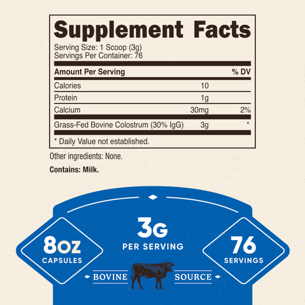 Nutricost Colostrum Powder Lactoferrin And Minimum 30% Immunoglobulins (Igg) From Bovine 76 Servings 8 Oz
