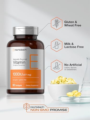 Horbaach Vitamin E Softgels 60 Count 1000 Iu