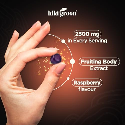 Kiki Green Mushroom Gummies With Lion's Mane And 9 Adaptogen Superfoods Blend 60 Count