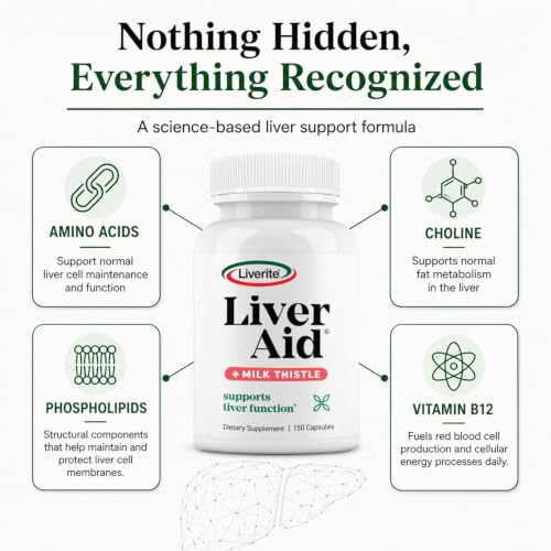 Liverite Liver Aid 2 Pack (Total Liver Support Supplement With Amino Acids 150 Capsules 2 Pack