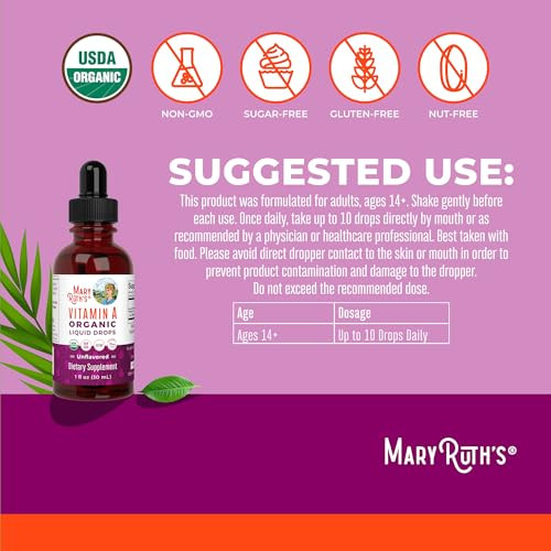 Maryruth's Organics Usda Organic Vitamin A Liquid Drops 1Oz 750Mcg