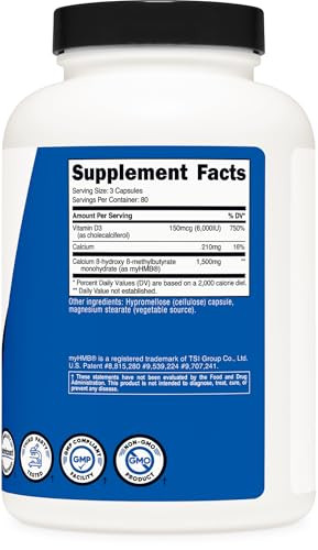 Nutricost Hmb And Vitamin D3 Supplement 240 Capsules 1500Mg
