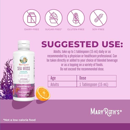 Maryruth's Sea Moss + Immune & Energy Liposomal Irish Sea Moss 76 Oz 140Mg