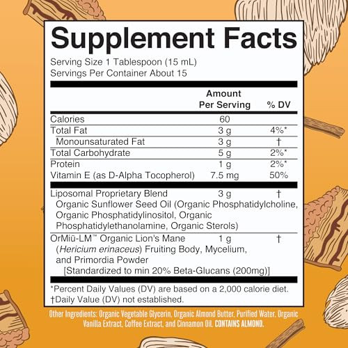 Maryruth's Organic Lions Mane Supplement By Maryruth's 15 Servings 76 Oz