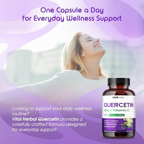 Vital Herbal Quercetin With Zinc Vitamin C & Bromelain 60 Capsules 700Mg