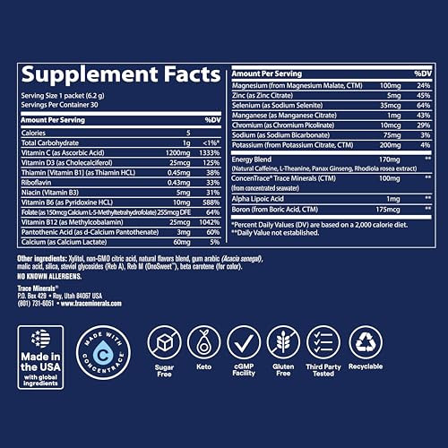 Trace Minerals Power Pak Vitamin C Energy Drink Mix 30 Stick