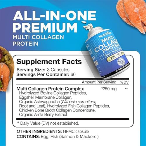 Nutrivein Premium Multi Collagen Pills 2250 Mg