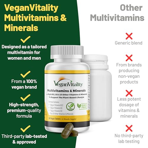 Vegan Vitality Multivitamins & Minerals For Women And Men With High Strength