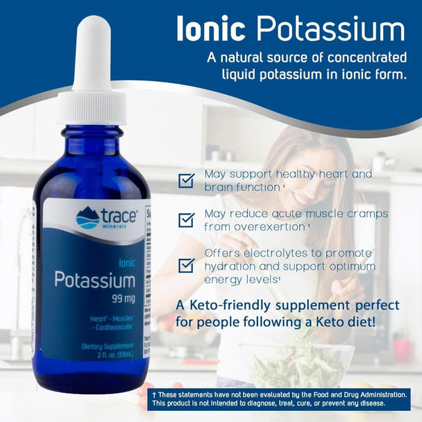 Trace Minerals Liquid Ionic Potassium Dietary Supplement 33 Servings 2 Fl Oz