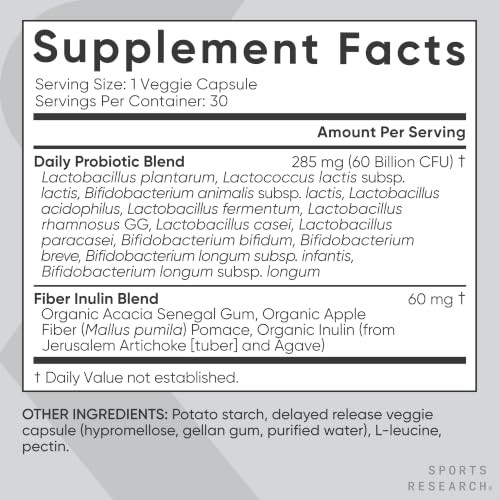 Sports Research Daily Probiotics 60 Billion Cfu W/Prebiotics 30 Count