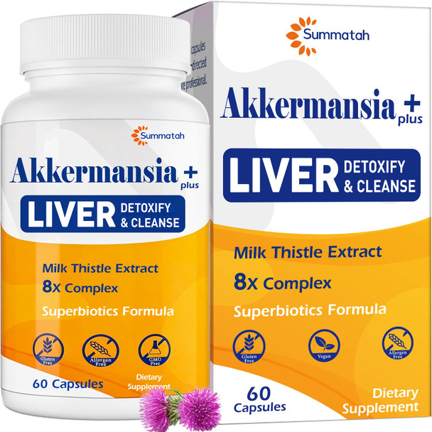 Summatah Liver Detoxify Repair & Cleanse 20 Billion Afu Akkermansia Probiotic 60 Caps