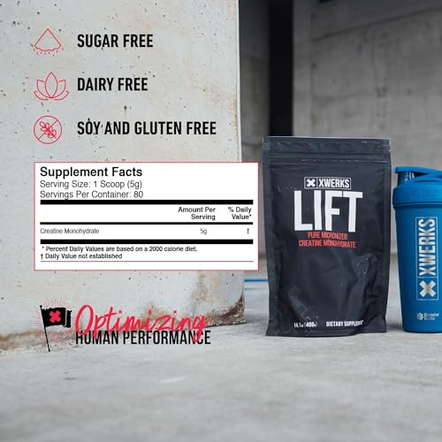 Xwerks Lift Creatine Monohydrate Powder Micronized And Unflavored With Per Scoop 80 Servings 5000Mg