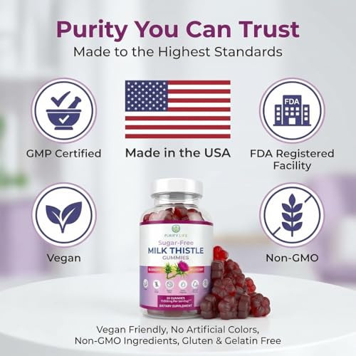 Purify Life Sugar Milk Thistle Gummies For Liver Cleanse Detox & Repair