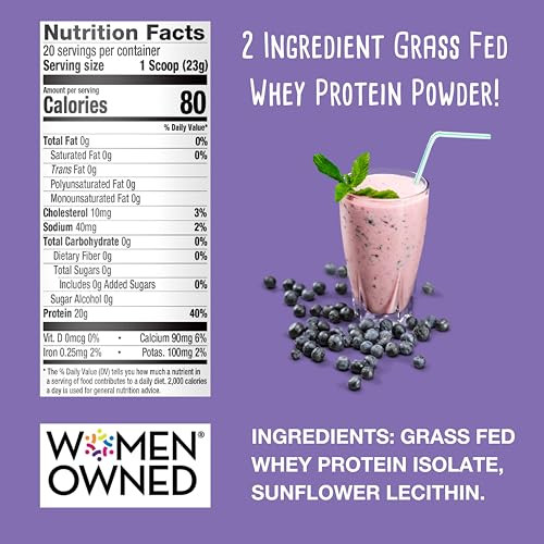 Simplyfuel 100% Grass Fed Whey Protein Powder Unflavored Unsweetened Zero Sugar Or 20 G