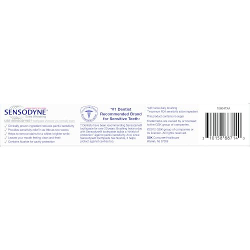Sensodyne Extra Whitening Toothpaste For Sensitive Teeth Cavity Prevention And Sensitive 27 Ounces Pack Of 2