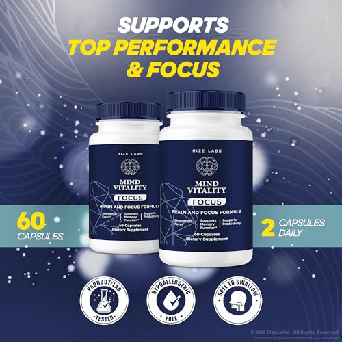 Rize Labs Mind Vitality Focus Brain Supplement Mind Vitality To Boost Focus 180 Capsules Pack Of 3