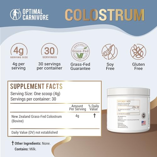 Optimal Carnivore Grass Fed Colostrum Powder Unflavored Bovine Colostrum For Humans Colostrum 120 Grams