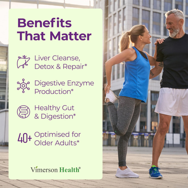 Vimerson Health Liver Support With Artichoke Extract Enzymes Silymarin 50% Milk Thistle 60 Capsules