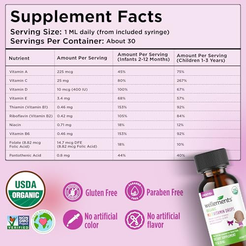 Wellements Organic Baby Multivitamin Drops 1 Fl Oz