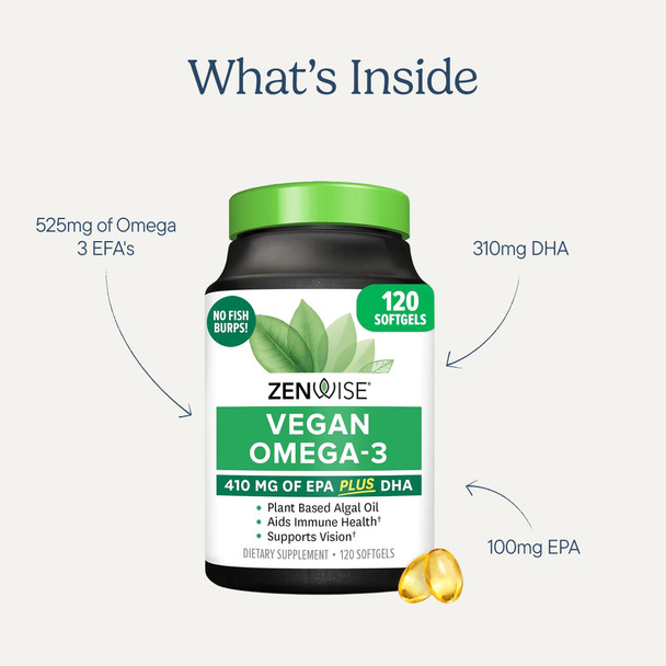 Zenwise Health Vegan Omega 3 Supplement 120 Softgels