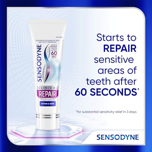 Sensodyne Clinical Repair Whiten & Shine Toothpaste For Sensitivity Relief (3 34 Oz 3 Pack