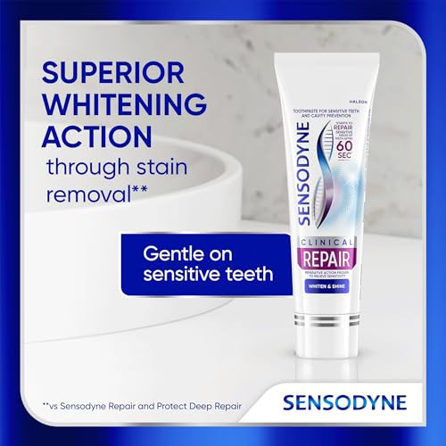 Sensodyne Clinical Repair Whiten & Shine Toothpaste For Sensitivity Relief (3 34 Oz 3 Pack
