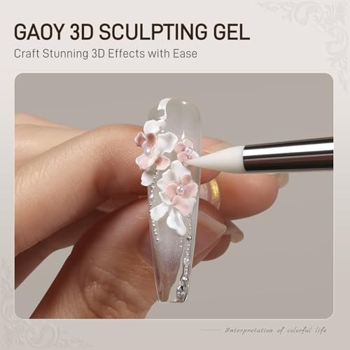 Gaoy White 3D Sculpting Gel For Nail Art Solid Nail Gel Non-Sticky Hard For Carving Molding And Building 15G