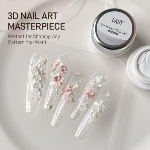 Gaoy White 3D Sculpting Gel For Nail Art Solid Nail Gel Non-Sticky Hard For Carving Molding And Building 15G