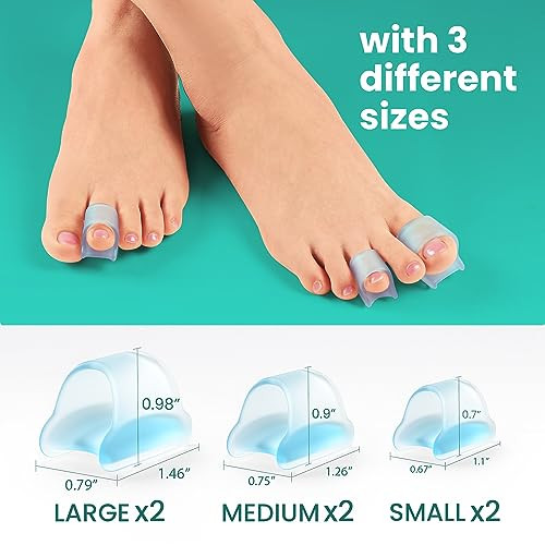 Welnove Hammertoe Corrector Toe Splints Realign Bent Curled Crooked Claw Hammer Toes - Toe Straighteners For Men And Women Fsa Or Hsa Eligible Blue 6 Pcs