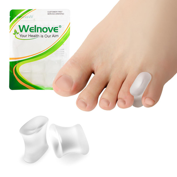 Welnove Upgraded Gel Toe Separators Aloe Vera Extract Infused Silicone Pinky Toe Spacers For Straightening Overlapping Toes Calluses Bunion Corrector For Men And Women (Small Clear) 8-Pack