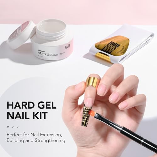 Gaoy Nail Extension Hard Gel Clear Builder Gel Long Lasting Uv Nail Strengthener With Forms Base Coat Top Coat Needed 60G