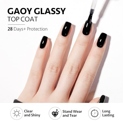 Gaoy Gel Top Coat And Nail Glue Gel Set Clear Glossy No Wipe Combination For Uv Light Cure 2 Pcs 16Ml
