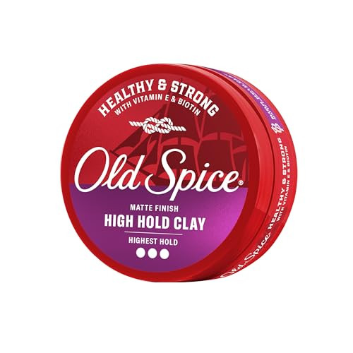 Old Spice Mens Hair Clay Healthy & Strong With Vitamin E & Biotin Mens Hair Styling Clay High Hold Matte Finish 2.22 Oz