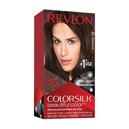 Revlon Permanent Hair Color Permanent Hair Dye Colorsilk With 100% Gray Coverage Ammonia- Keratin And Amino Acids 20 Brown/Black ( ) 4.4 Oz Pack Of 1