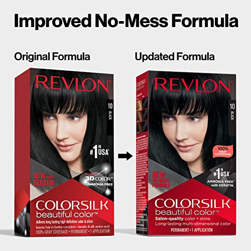 Revlon Permanent Hair Color Permanent Hair Dye Colorsilk With 100% Gray Coverage Ammonia- Keratin And Amino Acids 20 Brown/Black ( ) 4.4 Oz Pack Of 1