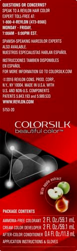 Revlon Permanent Hair Color Permanent Hair Dye Colorsilk With 100% Gray Coverage Ammonia- Keratin And Amino Acids 20 Brown/Black ( ) 4.4 Oz Pack Of 1