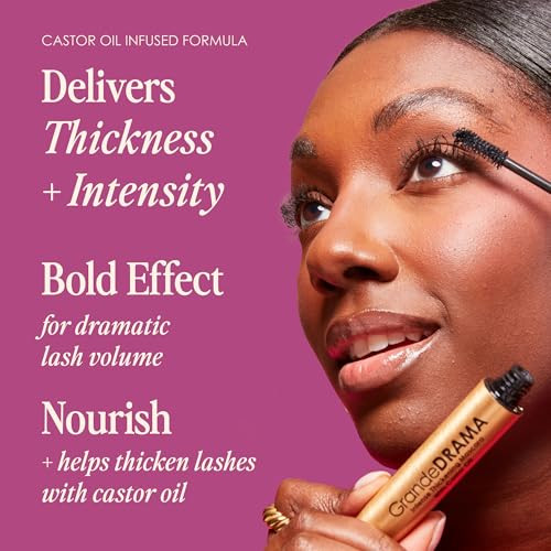 Grande Cosmetics Grandedrama Intense Thickening Black Mascara With Castor Oil Volumizing Conditioning Buildable Formula ( ) 0.32 Oz