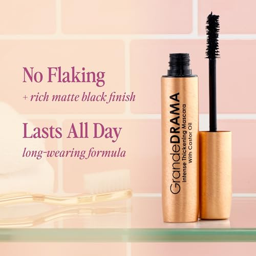 Grande Cosmetics Grandedrama Intense Thickening Black Mascara With Castor Oil Volumizing Conditioning Buildable Formula ( ) 0.32 Oz